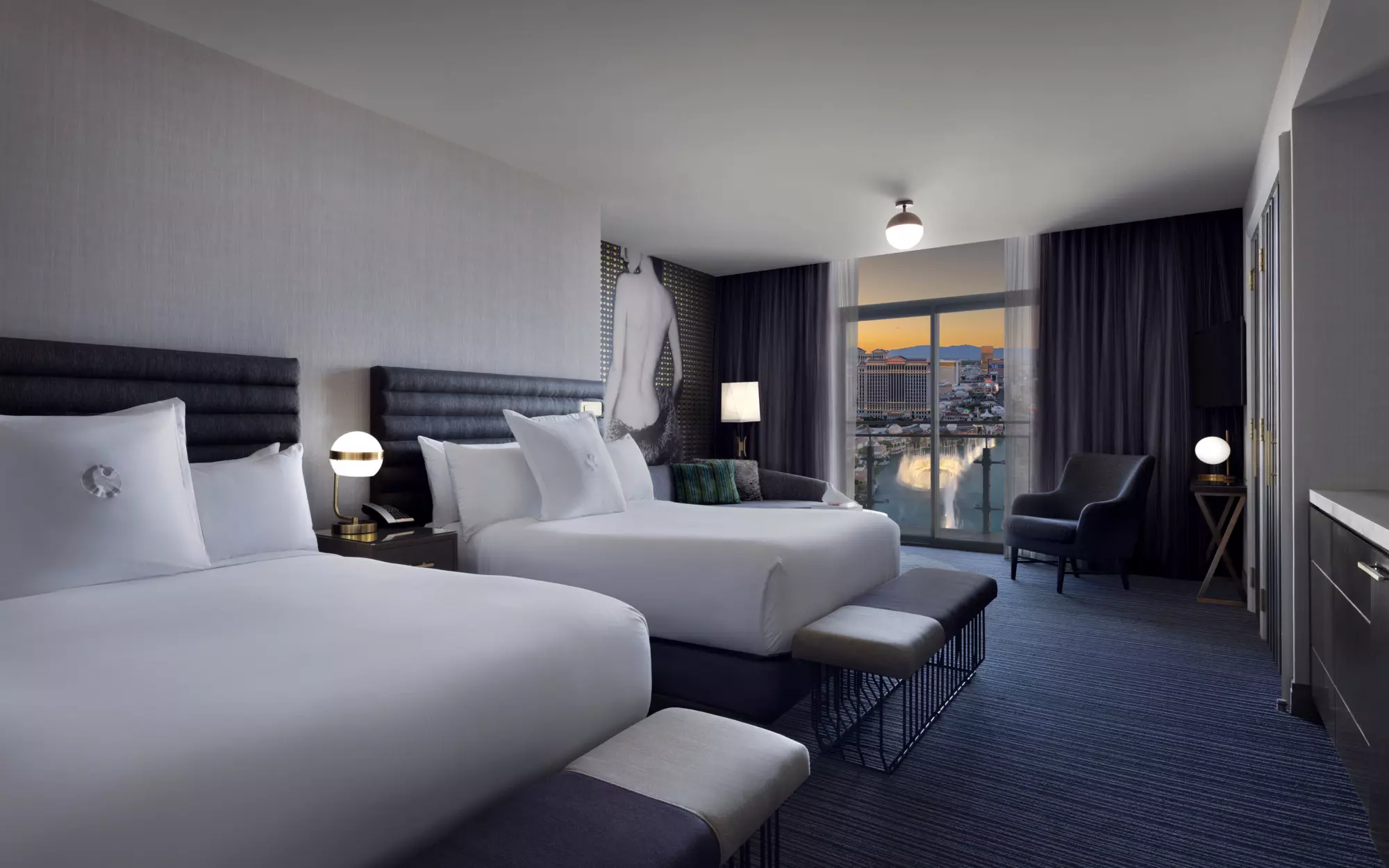 Terrace Studio Two Queen Fountain Room at The Cosmopolitan of Las Vegas